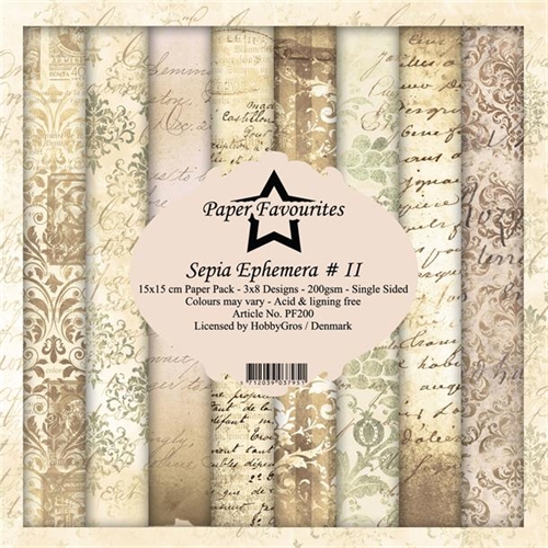 Paper Favourites Sepia ephemera # II 3x8design 15x15cm 200g